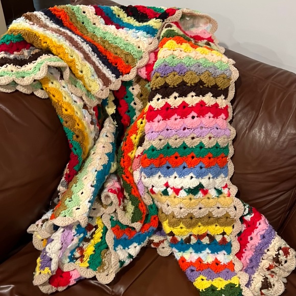 Vintage Bedding Vintage Crocheted Blanket Multi Color Poshmark